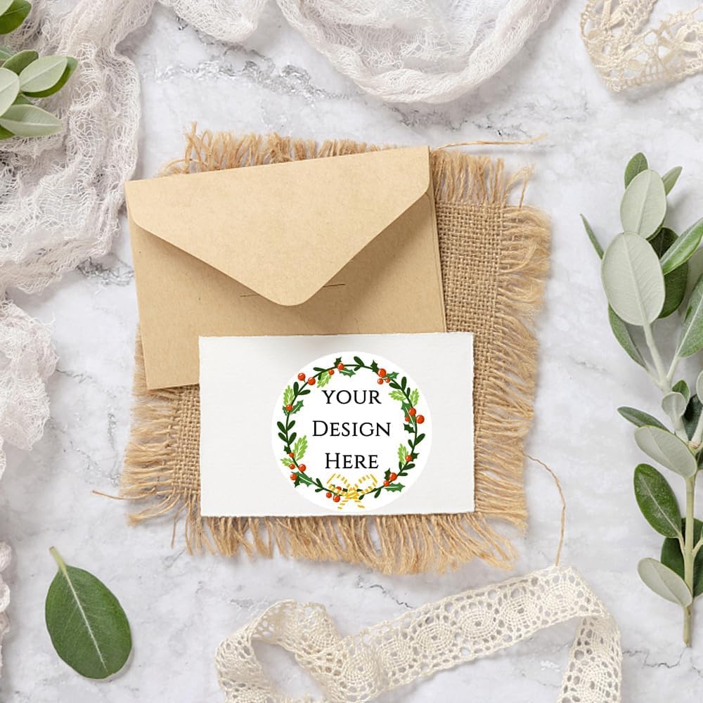 100-1000pcs Custom Stickers Merry Christmas Stickers Personalized Labels Adhesive Xmas Decorative Envelope Seals Stickers for Cards Gift Boxes(VSquare-10)