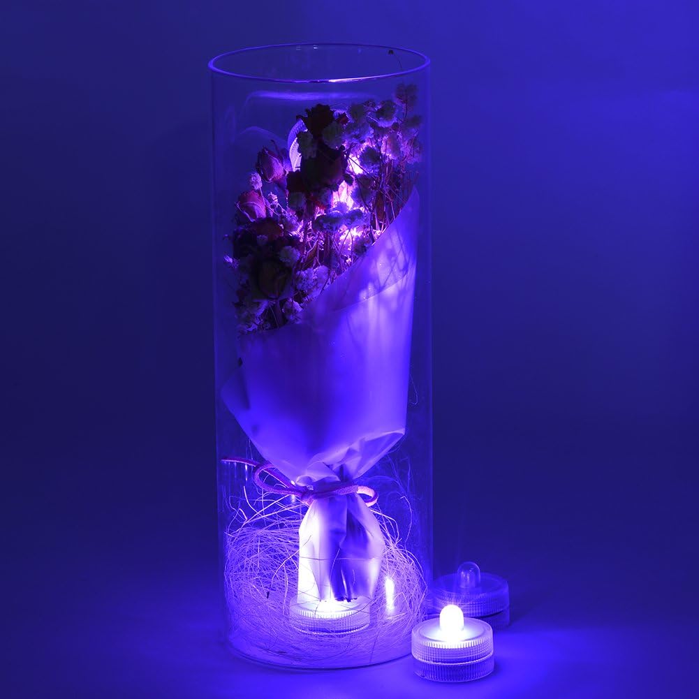 KITOSUN Submersible LED Lights cr2032 Battery Powered Underwater Waterproof LED Tea Light Candles for Events Wedding Centerpieces Vase Floral Xmas Holidays Home Decor Lighting(Pack of 12) (Purple)