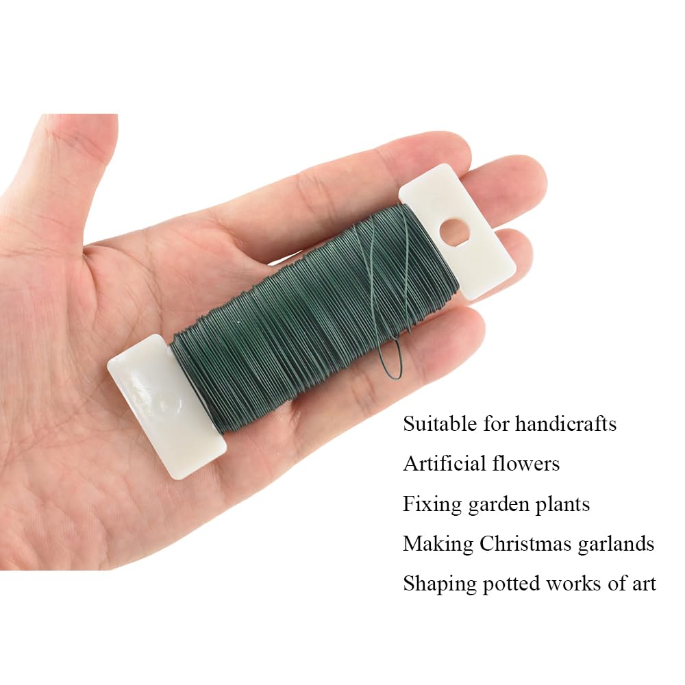 HAHIYO 26Gauge Green Wire - 1Rolls, 38yards (115feet) Flexible Floral Wire for Crafts, Christmas Wreaths, Tree & Flower Arrangement, Wedding DIY