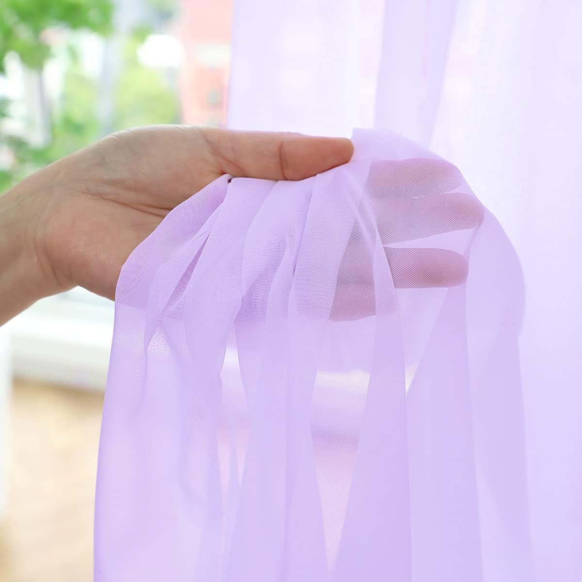 Window Purple Sheer Curtains 60 Inches Width 90 Inches Long 2 Panels Sheer Curtains Clear Curtains Basic Rod Pocket Panel for Home Living Room Bedroom Kids Room Yard Patio Parlor Sliding