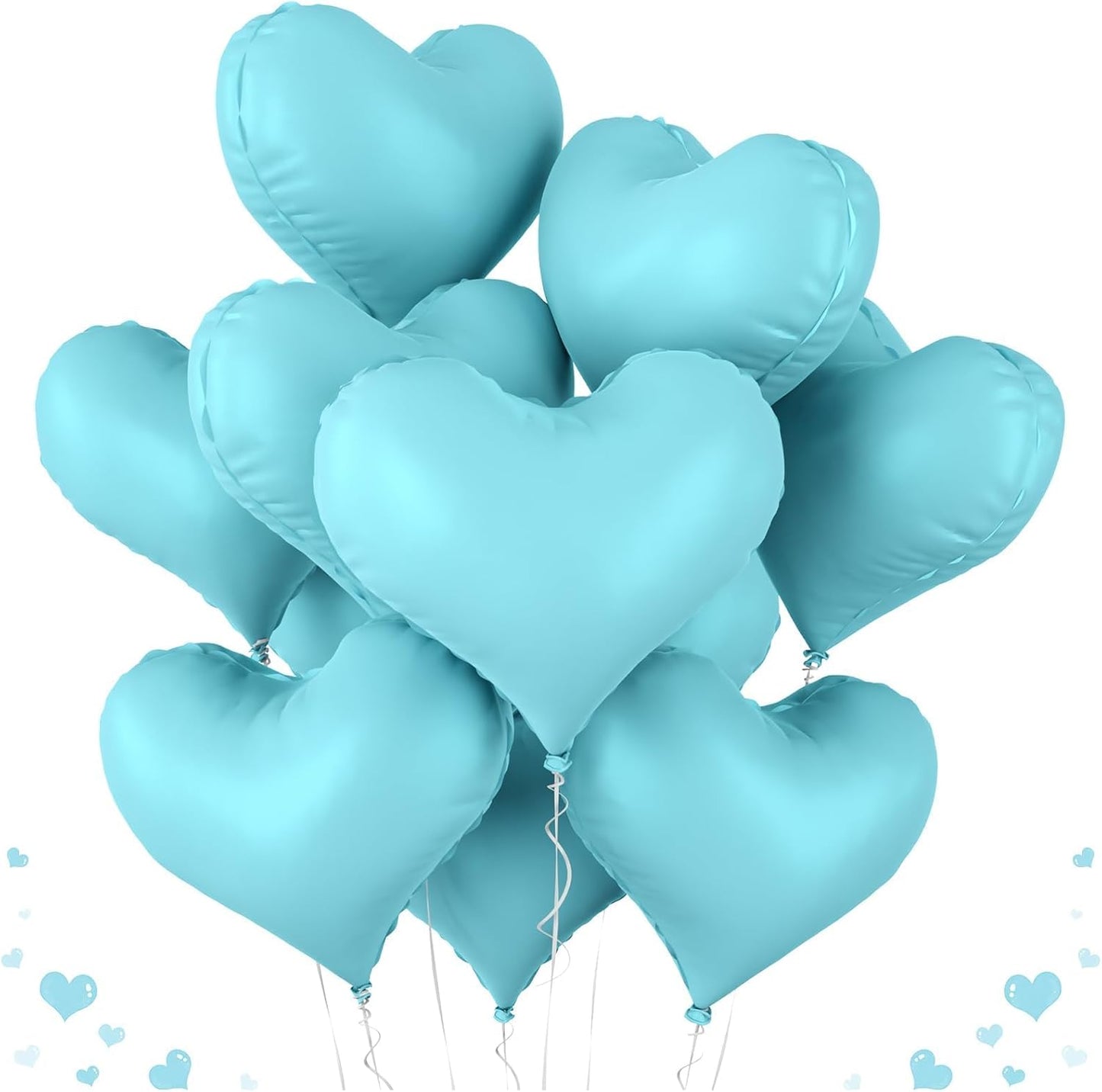 20 Inch Blue Heart Balloons, 10 Pcs Pastel Blue Heart Foil Balloons, Pastel Helium Balloon for Valentine Bridal Shower Anniversary Wedding Birthday Bachelorette Party Decorations