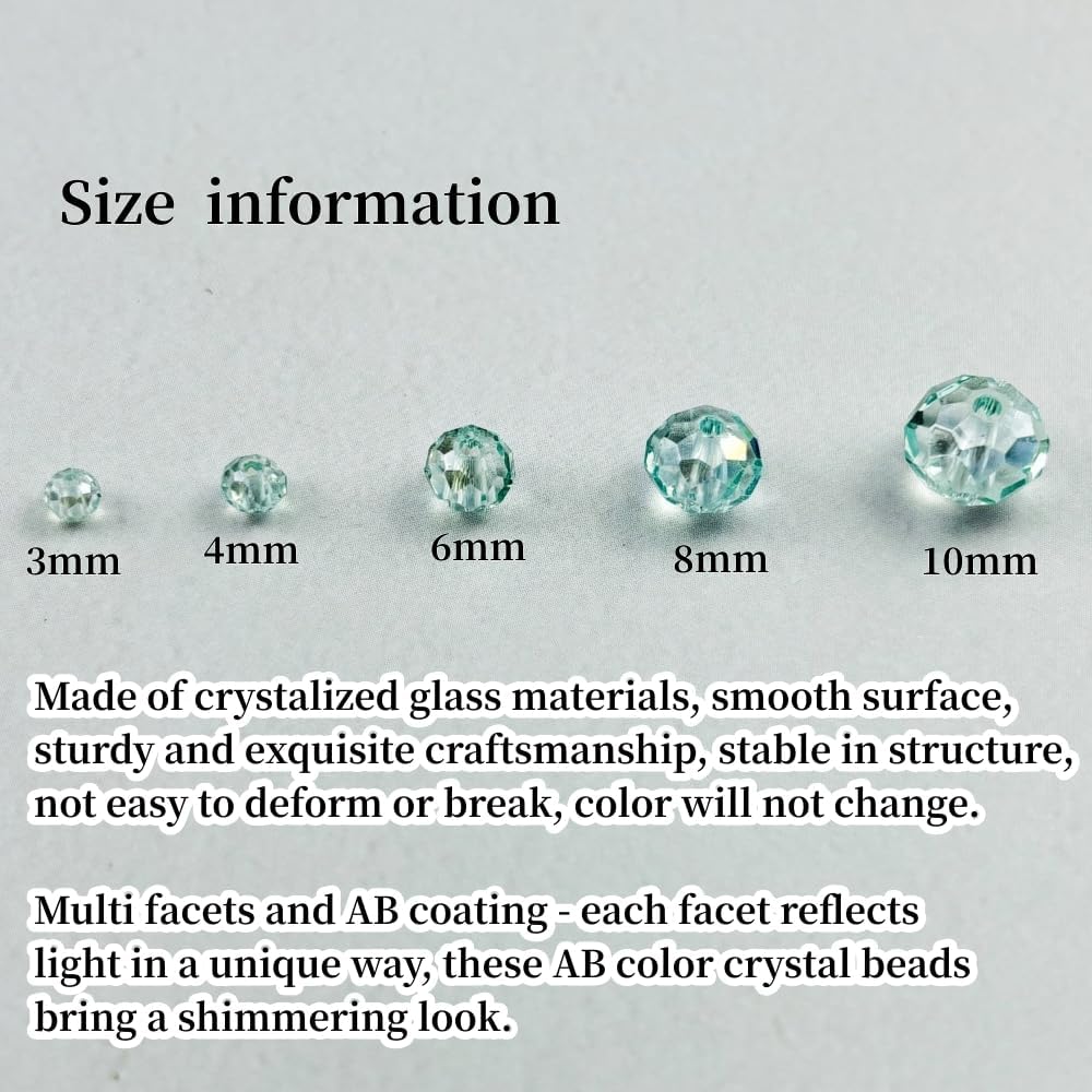 400pcs 4mm Crystal Glass Beads for Crafts Faceted Rondelle Glass Beads for Jewelry Making Crystal Spacer Beads for Necklaces Bracelets Earrings DIY Craft(Mint Green AB)