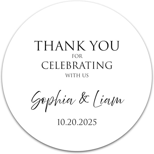 Personalized Wedding Stickers - Custom Wedding Envelope Seals for Invitations, Thank You Cards, and Save The Date (50-1000 Stickers) (Classic Celebration)