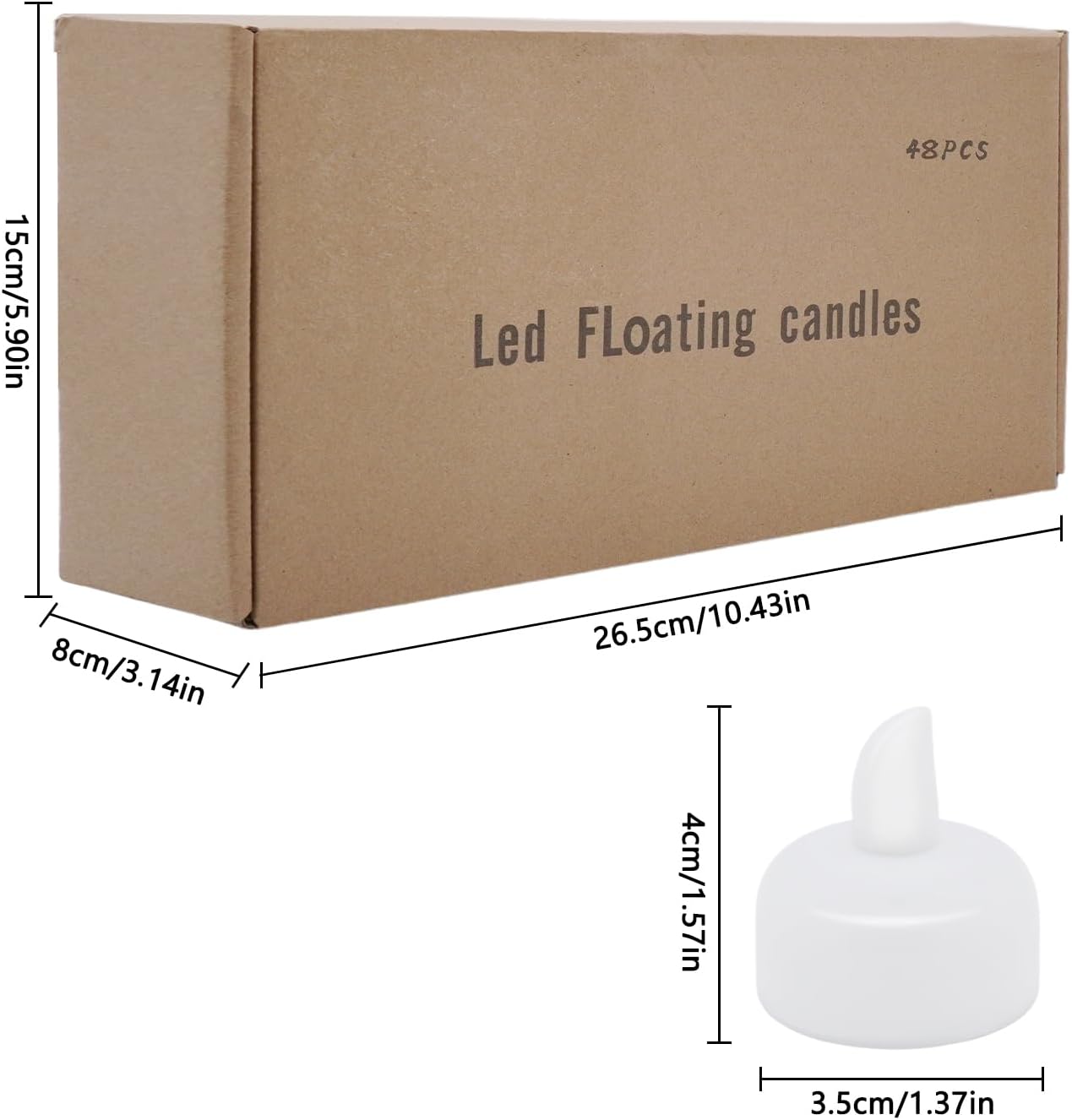 48pcs Warm White Flameless Waterproof LED Floating Tealights Candles for Aquatic Ambiance - Wedding, Party, Spa