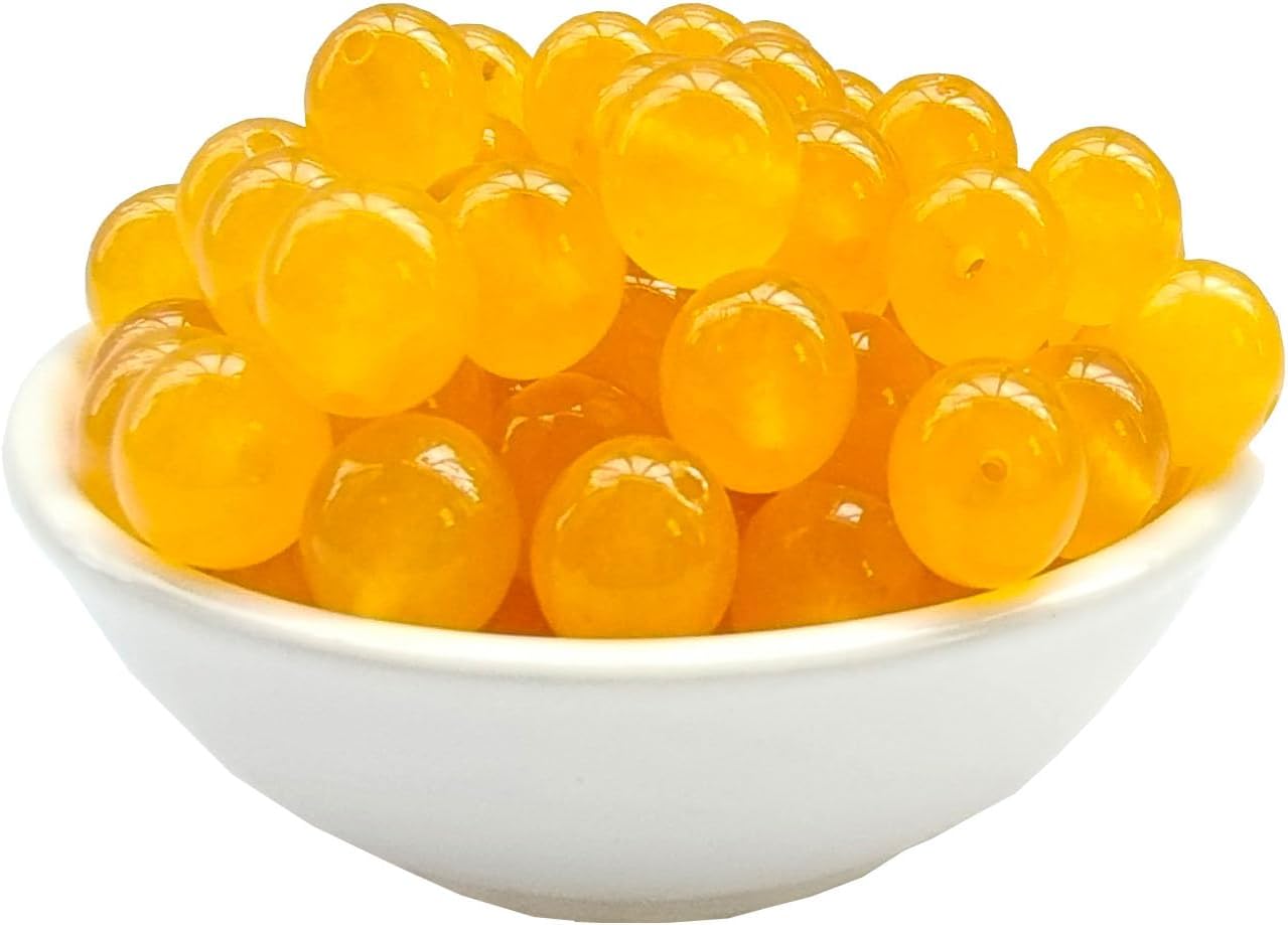 Stone Beads 6mm 140pcs Yellow Chalcedony Beads Round Loose Gemstones Beads for Bracelet Necklace Jewelry Making (6mm, 60632 Yellow Chalcedony)