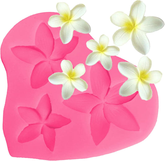 Frangipani Plumeria Flower Silicone Molds for Cake Decoration, Non Stick Fondant Mold for DIY Chocolate Candy Cookie Cupcake Jelly and Polymer Clay