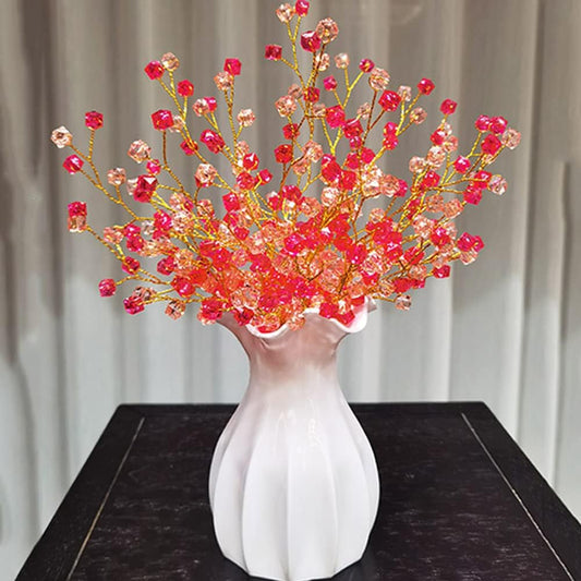 32PCS Crystal Artificial Flowers Bouquets Handmade Acrylic Flower Branches Fake Beaded Baby Breath Floral Crafts for Wedding Party Home Decor