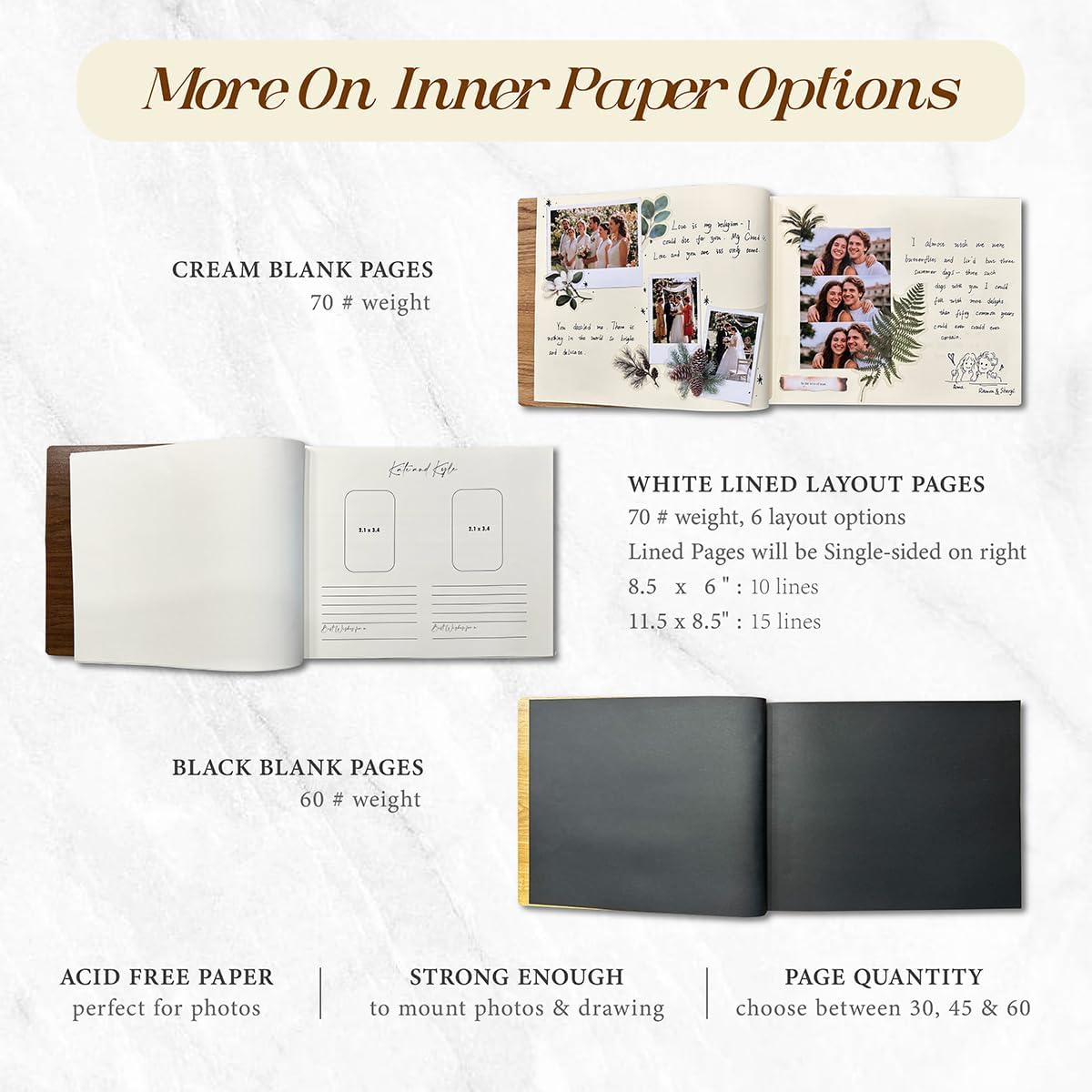 Wedding Guest Book, Custom Wooden Sign-in Book for Reception, Instant Photo Booth Album - Ideal for Wedding Album & Keepsake, Wedding Gift for Couple (A4-11.5 x 8.5 inch)