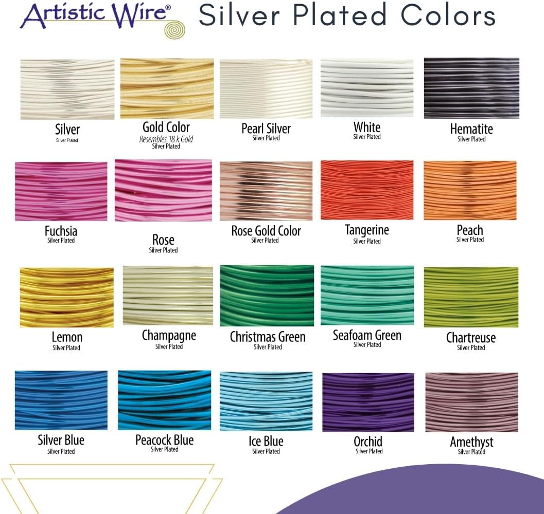 Artistic Wire, 26 Gauge Silver Plated Tarnish Resistant Colored Copper Craft Wire, Peacock Blue, 30 yd