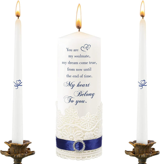 Frienda Unity Candles for Wedding Ceremony Set Wedding Unity Taper Candles Catholic Religious Ceremony Accessories(Heart Style)