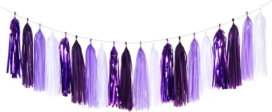 Purple White Lavender Party-Decorations Tassel-Garland - 20pcs Women Girl Birthday Supplies Tassels, Baby Bridal Shower Wedding Engagement Bachelorette Graduation Decor Panduola