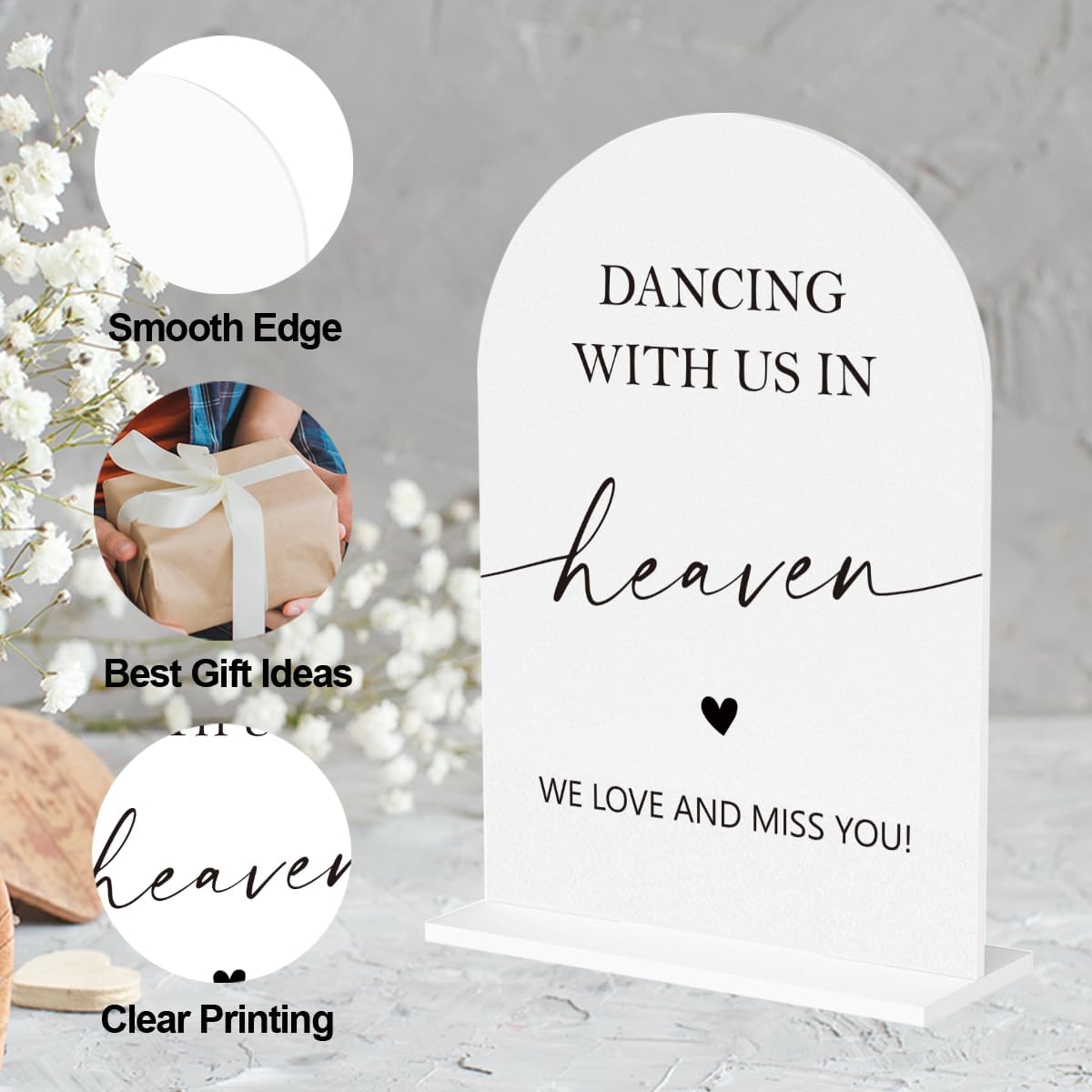 In Loving Memory Wedding Sign, Dancing With Us In Heaven Sign Wedding Engagement Bridal Shower Reception Event Party Table Desk Acrylic Decor