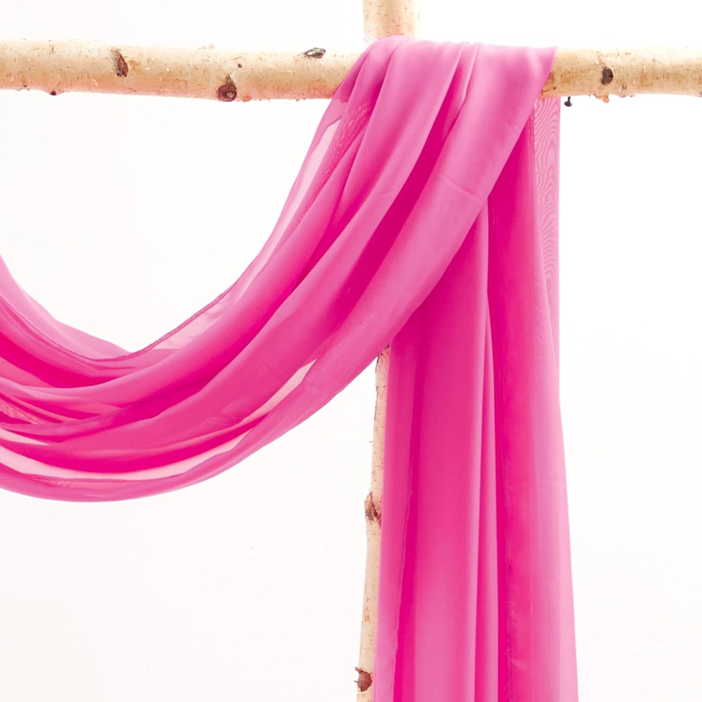 Wedding Arch Draping Fabric,2 Panels 18FT Hot Pink Sheer Chiffon Curtain Drapes 6 Yards for Wedding Ceremony Birthday Party Decoration