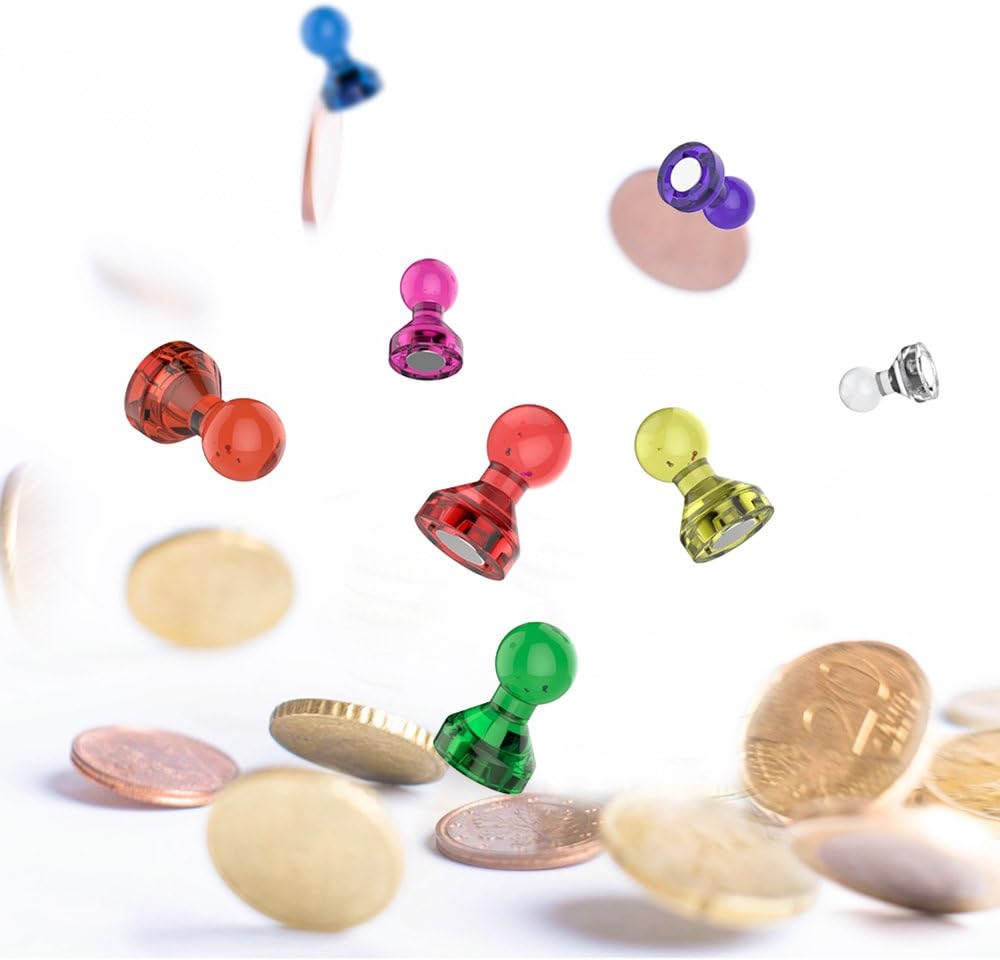Push Pin Magnets - Tiergrade 60 Pack 7 Assorted Color Strong, Office, Use at Kitchen Home and School Classroom, for Refrigerator Dry Erase Board and Whiteboard.