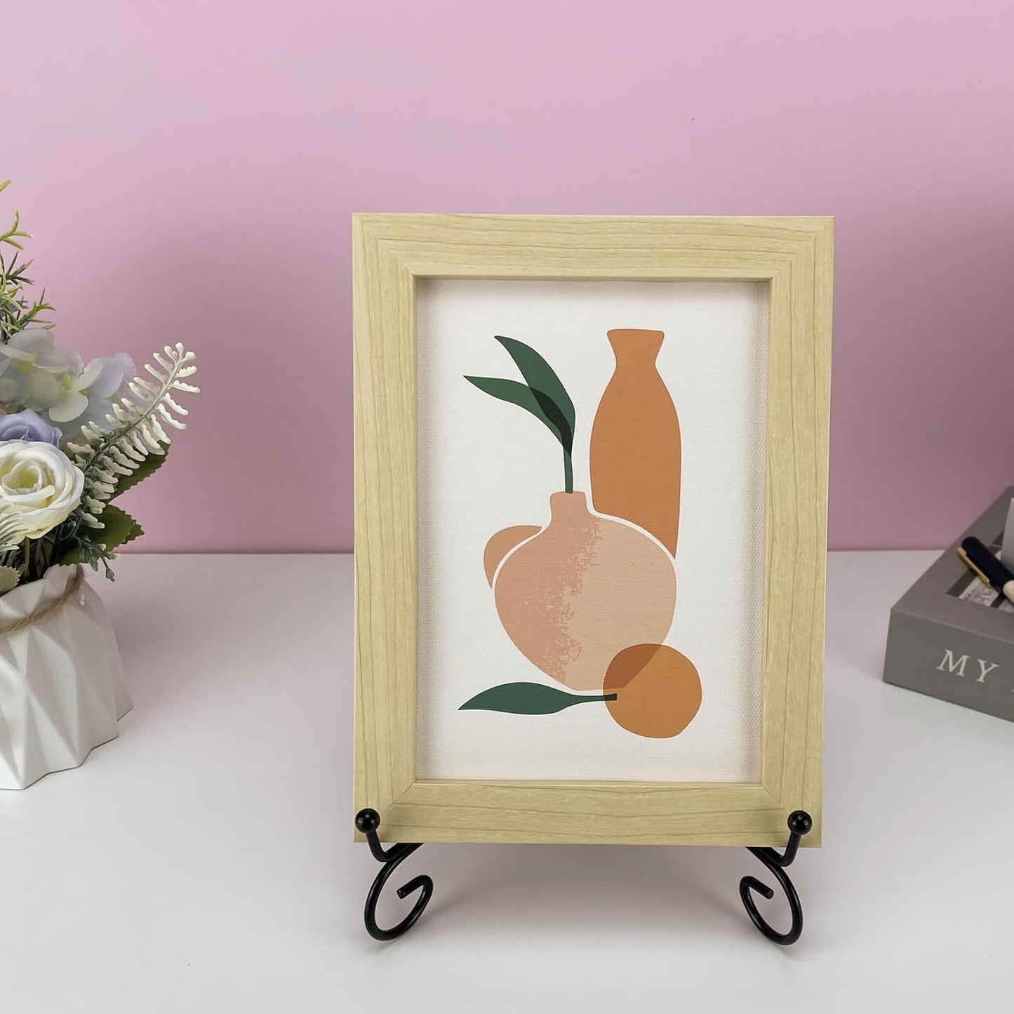 2PCS Premium Black Iron Plate Stands for Display 8 Inch, Decorative Solid Metal Plate Holders for Displaying, Mini Easel, Frame, Book, Card, Plaque, Bowl, Picture Stands for Display