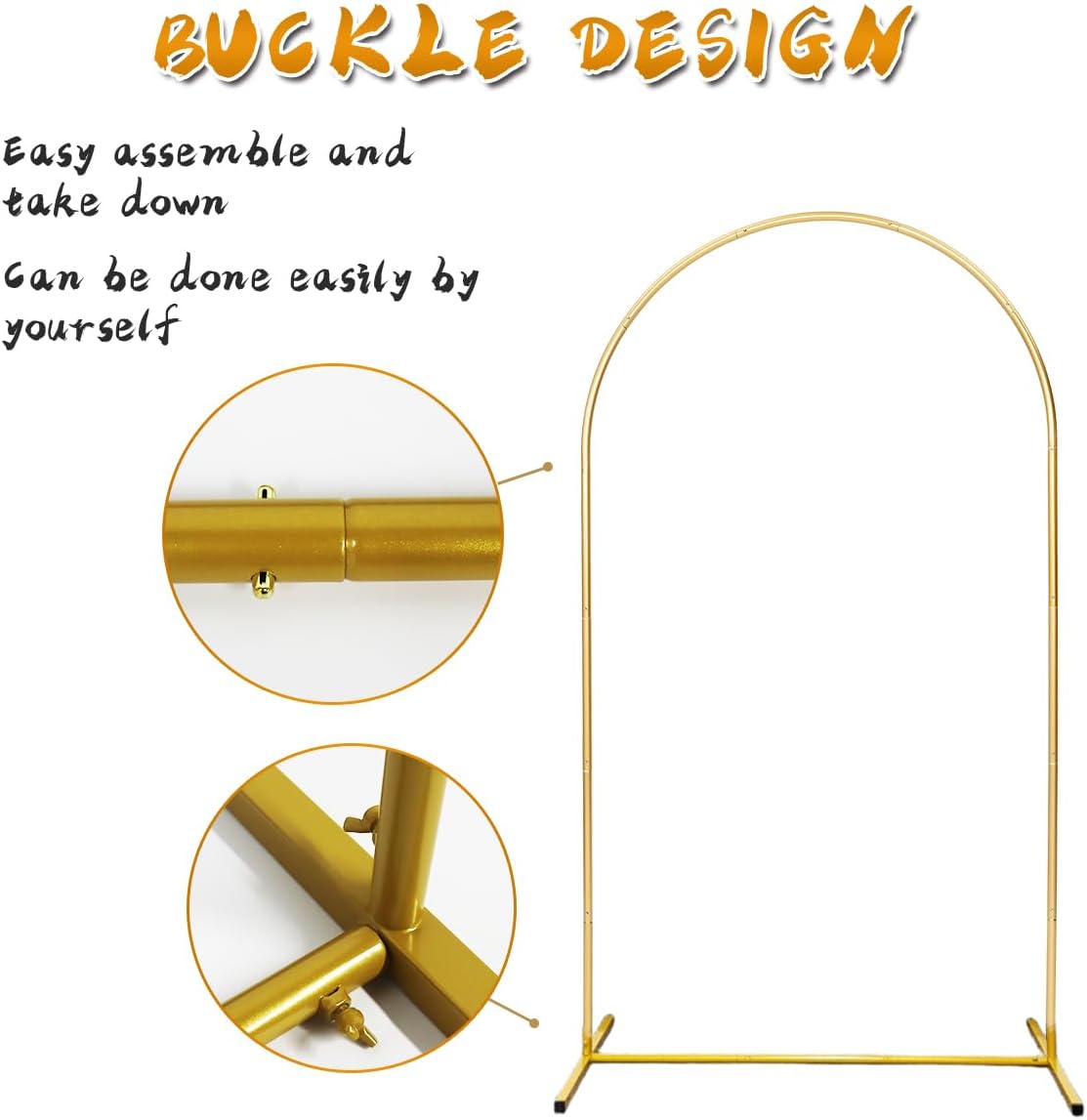 Wedding Arch Backdrop Stand Chiara Backdrop Stand 7.2 x 4 FT Wedding Arches for Ceremony Golden Arch Wall Bridal Archway Metal Party Decoration
