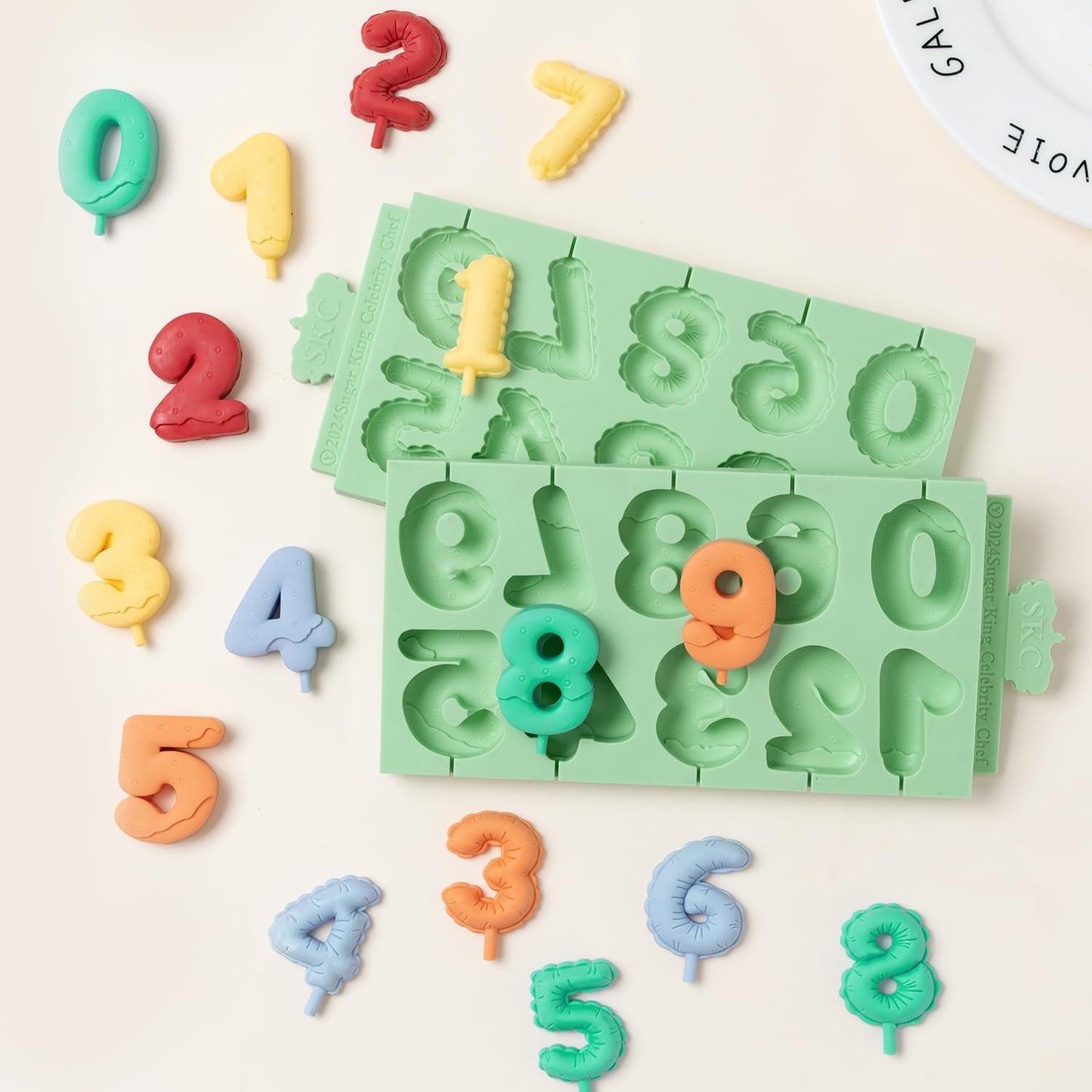 KALAIEN Number Silicone Mold, 2 Pack 3D Chocolate Molds Silicone Number 0-9, Number Cake Molds for Chocolate Fondant Polymer Clay, XNJ2613