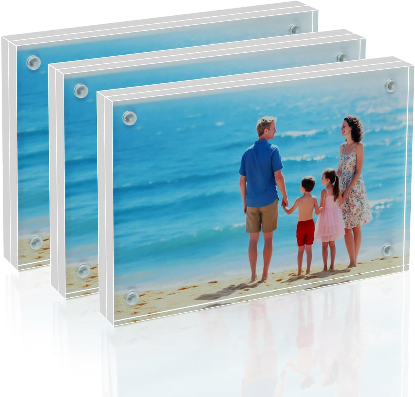 5×7 Acrylic Photo Frames 3 Pack,12mm+12mm Thick Magnetic Double Sided Free-Standing Transparent Picture Frame for Tabletop Display. (Transparent, 5X7)