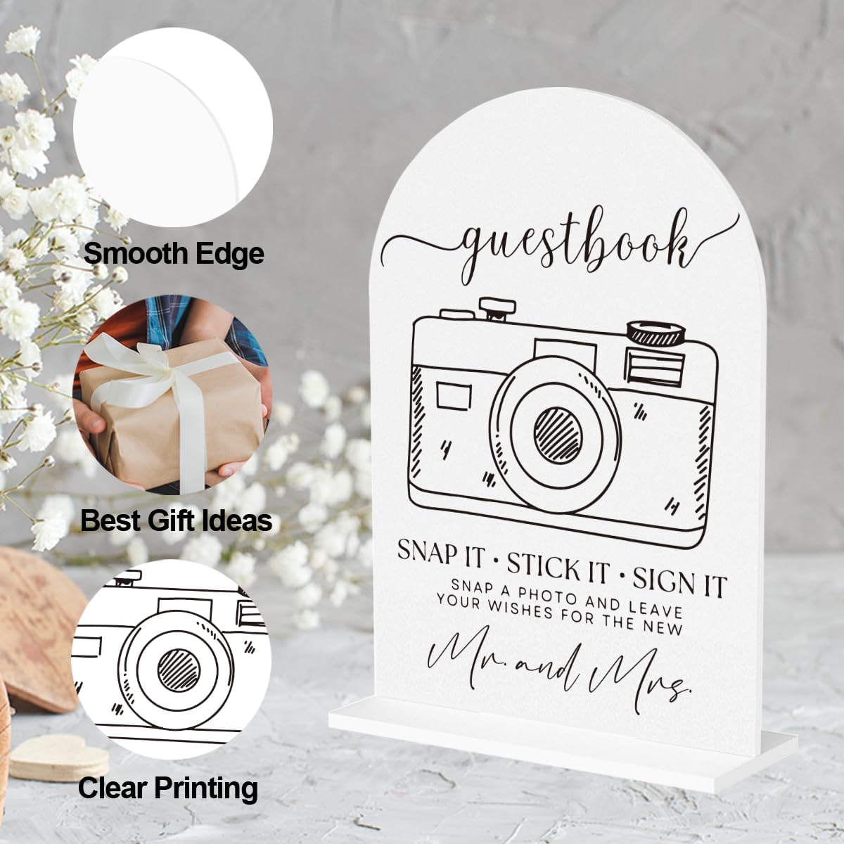 Wedding Photo Guest Book Sign, Guest Book Desk Decor for Wedding, Wedding Engagement Bridal Shower Reception Party Table Desk Acrylic Decor