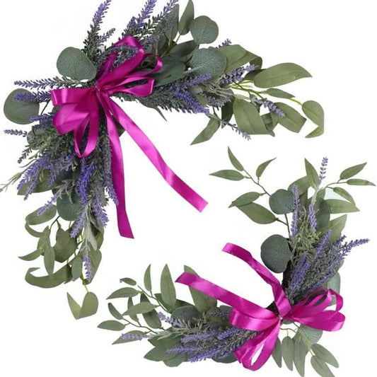 H&W 2pcs Artificial Wedding Arch Flowers for Wedding Sign, Floral Swag Dusty Decor for Reception Ceremony Backdrop Sweetheart Table （Lavender）