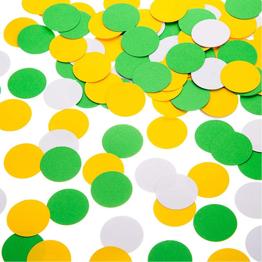 Glitter Confetti Circle Dots for Table Wedding Birthday Party Decoration, 1.2 inch in Diameter (yellow,green,white,200pc)