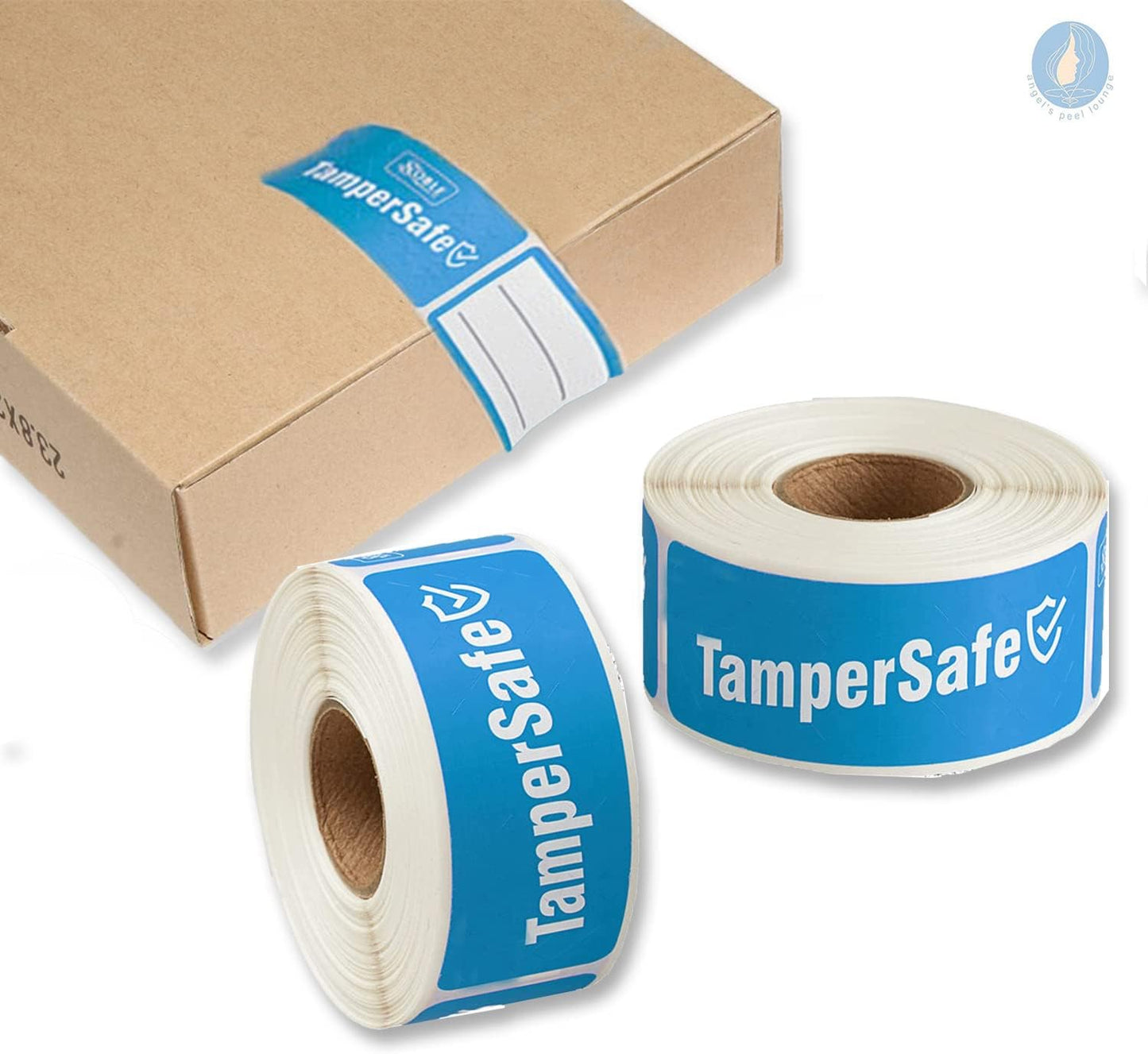 Angel's Peel Lounge Tamper Proof Stickers Roll — Tamper Evident Stickers for Food Delivery, Drink Lids, Containers, Writable Self Adhesive Seal Tape, Easy Application Labels - 1x3in 250-COUNTS, Blue