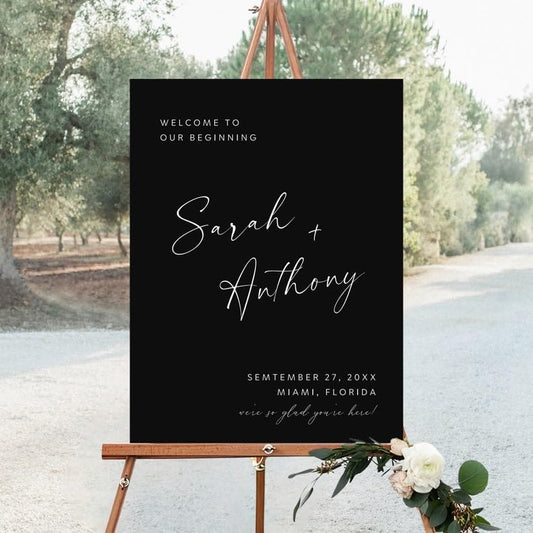 Black Wedding Welcome Sign Template, Large Wedding Sign, Modern Wedding Signs, Custom Wedding Sign, Welcome Wedding Sign