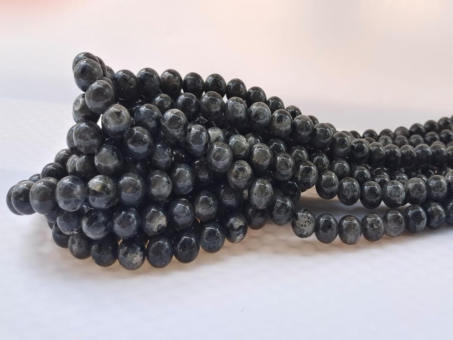 Stone Beads 6mm 140pcs Black Larvikite Beads Round Loose Gemstones Beads for Bracelet Necklace Jewelry Making (6mm, 60605 Black Larvikite)