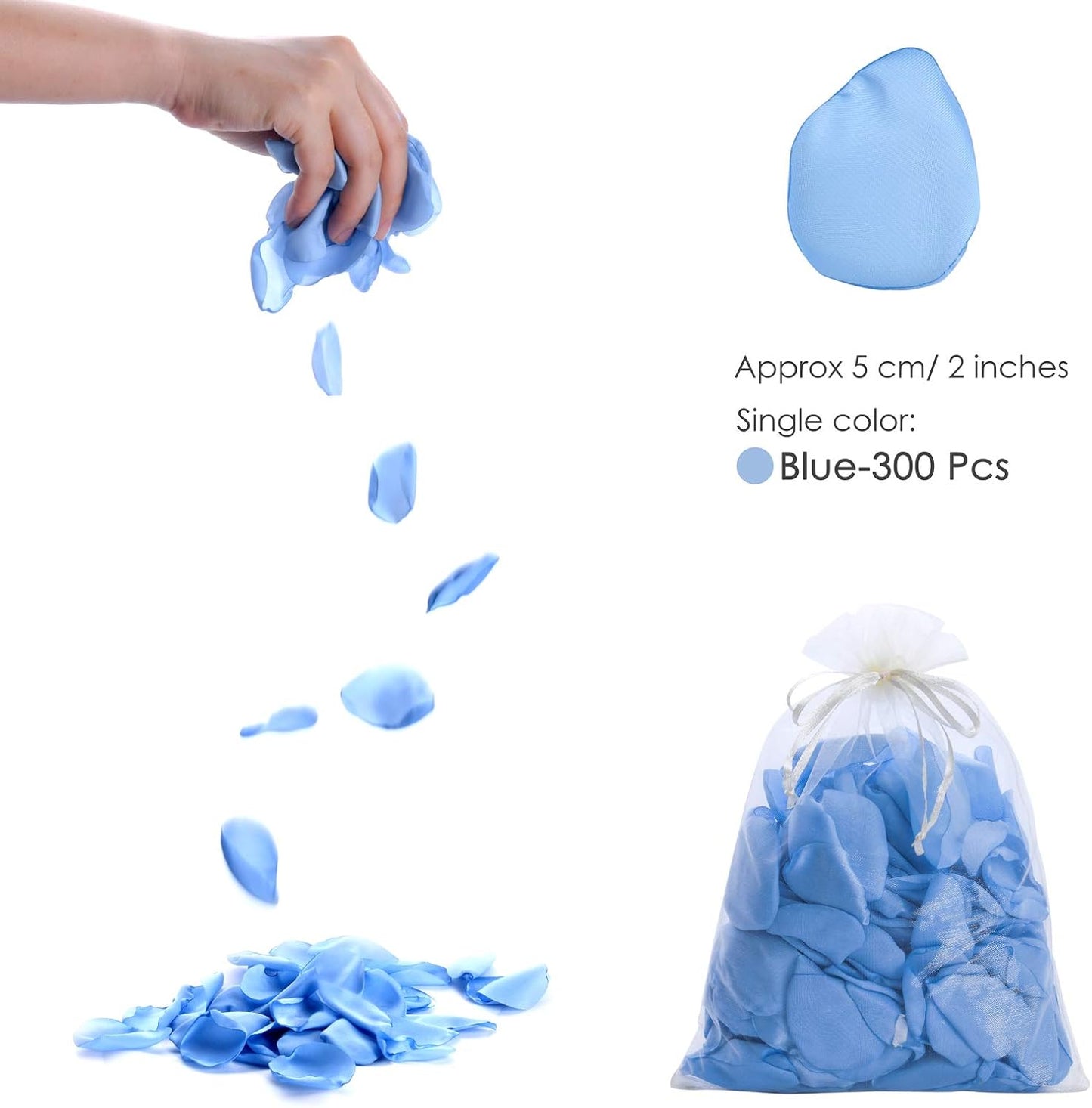 Artificial Silk Rose Petals 300pcs Blue Flower Petals for Wedding Flower Girl Romantic Night Table Centerpieces Party Favors Confetti Anniversary Decoration(Blue)