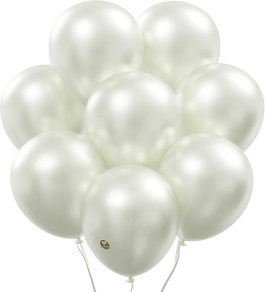 AFTERLOON® Biodegradable Balloons 50 pcs Pearlized White 10 Inch Pearl Color, Pearlescent Thickened Extra Strong Latex Helium Float, for Baby Shower Gender Reveal Wedding Birthday Party Decorations