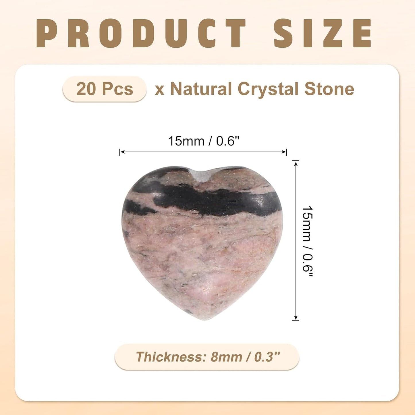 PATIKIL 20 Pcs Natural Heart Shaped Crystal Stone, 0.6 Inch Mini Polished Love Gemstone Crystal, Pocket Rock Engraved Worry Stones for Women Gifts Meditation, Pink Black