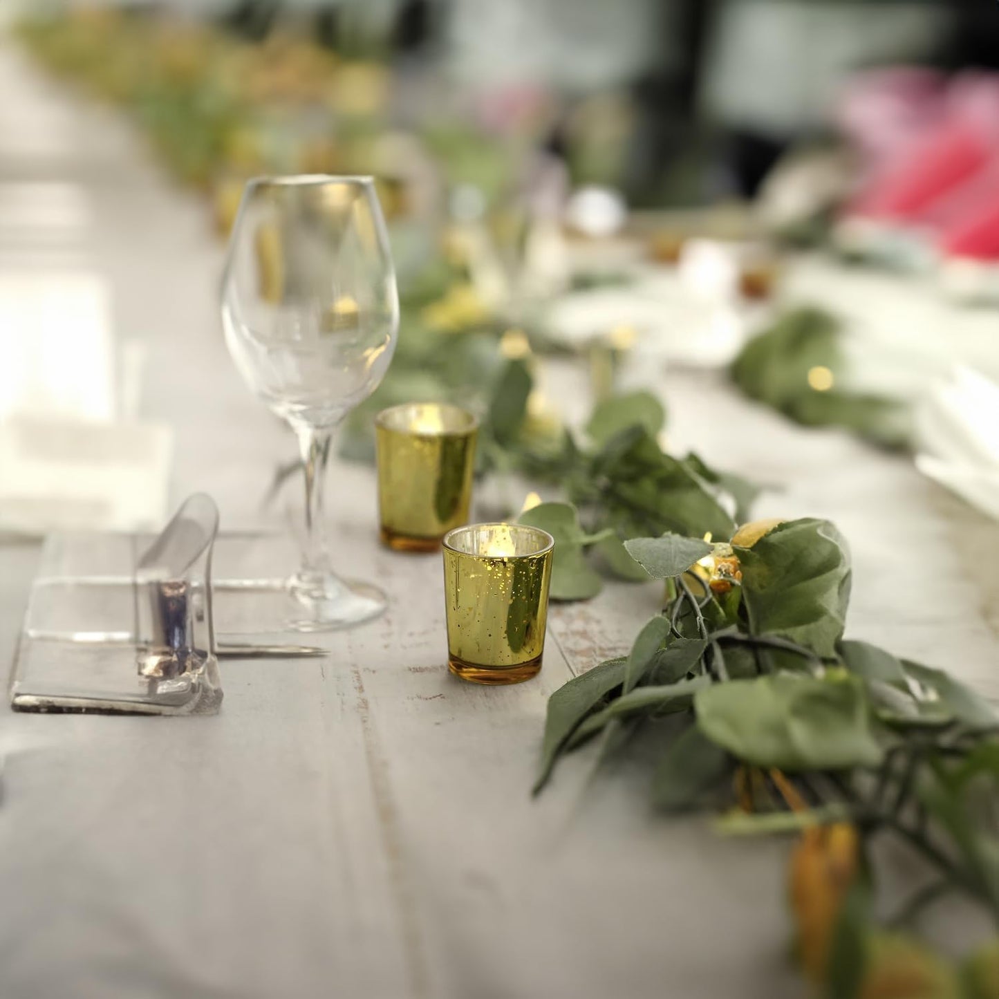 WGV Gold Speckled Tea Light Votive Candle Holder 2.2x2.75, Small Tiny Utility Cylinder Mercury Glass Vase, Home Accent Decor, 6 Pieces