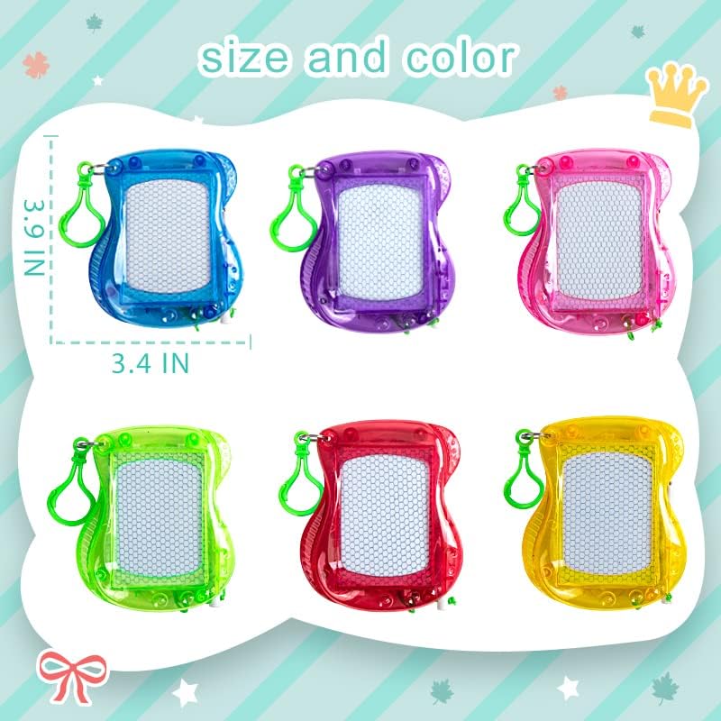 6 Mini Magnetic Drawing Board with Metal Keychain Party Favors for Kids Goodie Bag Stuffers Birthday Party Bag for Boys Girls (6)