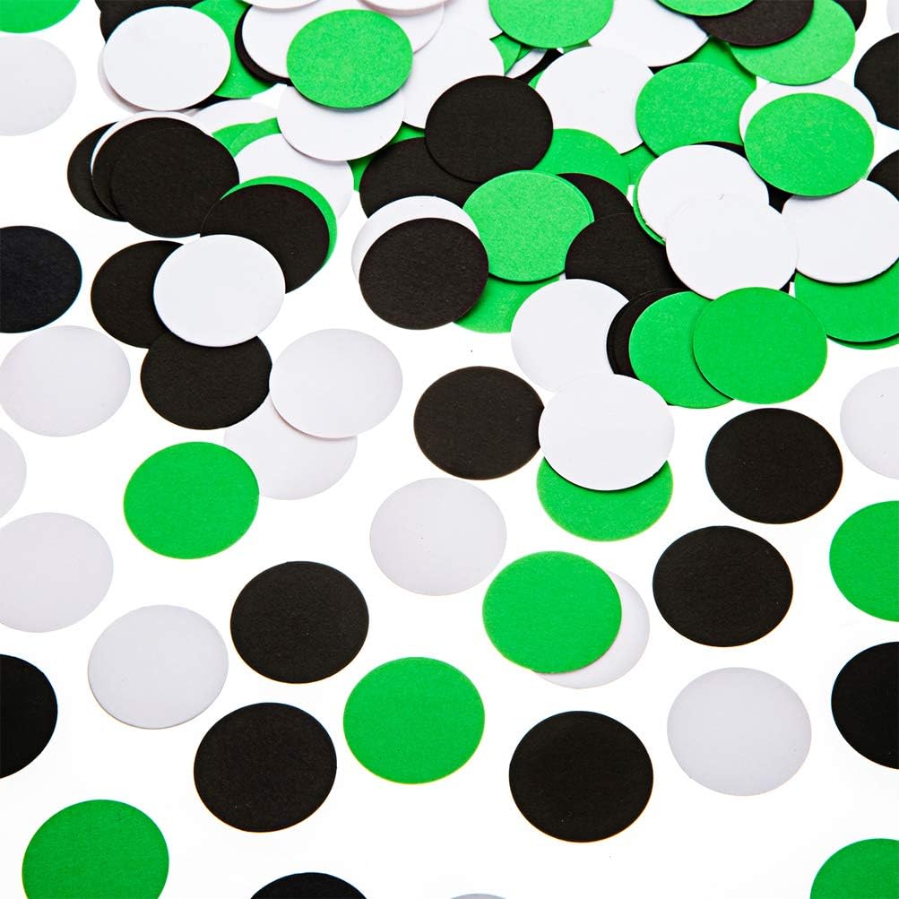 Glitter Confetti Circle Dots for Table Wedding Birthday Party Decoration, 1.2 inch in Diameter (black,green,white,200pc)