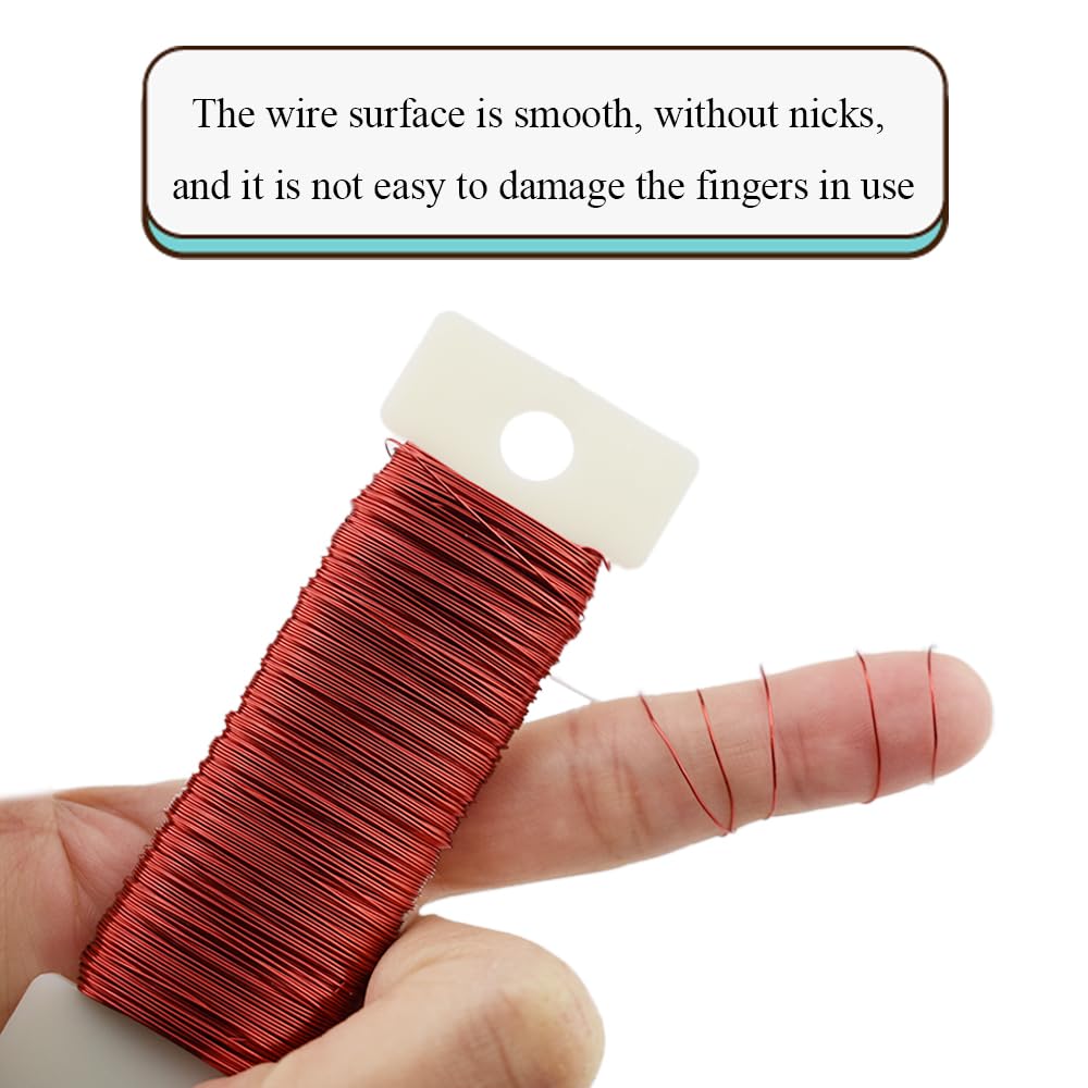 HAHIYO 22Gauge Red Metal Floral Wire - 1 Roll, 38 Yards (115 Feet) - Flexible Paddle Wire for Craft, Christmas Wreath, Flower Arrangement, Bouquet Wrapping, Wedding, DIY