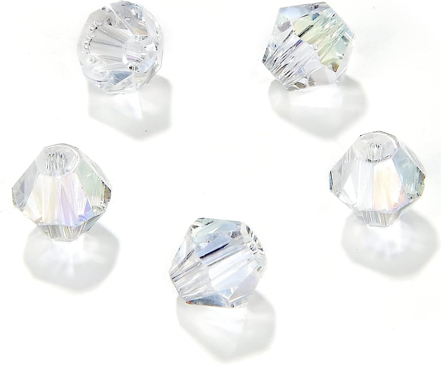 4mm Bicone 1800Pcs White AB Crystal Glass Beads Small Faceted Bicone Shape Crystal Glass Spacer Beads for Bracelet Necklace Decorative Hand Jewelry Making (White AB, 4MM)