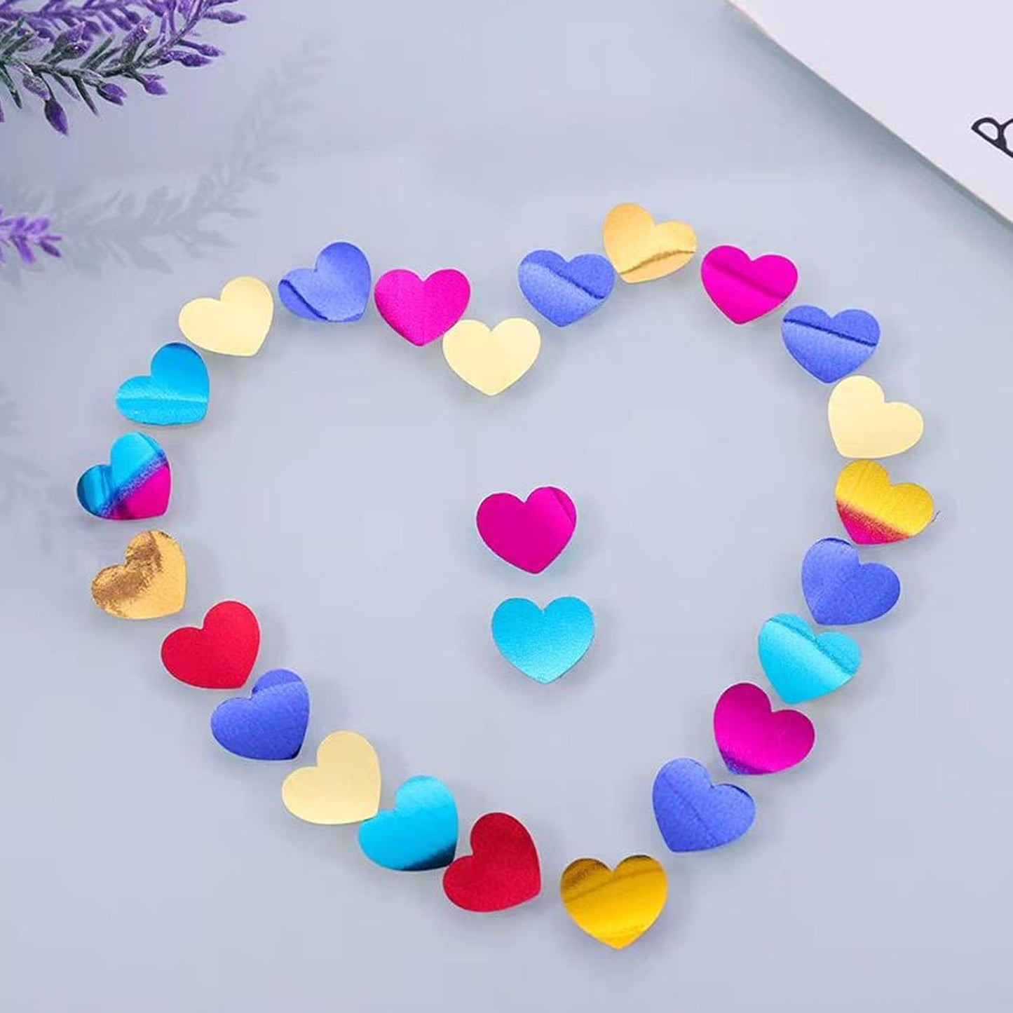 Rainbow Heart Metallic Foil Confetti 8000 Pcs Shiny Heart Table Confetti for Fill Balloon Wedding Graduation Party Decorations,60g of Pack