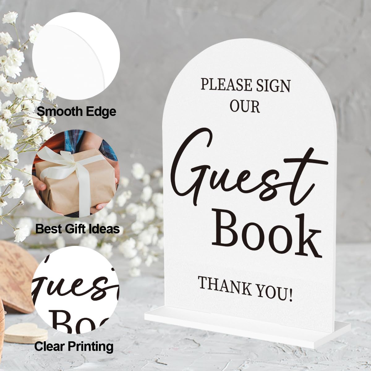 Wedding Guest Book Sign, Photo Guest Book Sign Desk Decor, Wedding Engagement Bridal Shower Reception Party Table Desk Acrylic Decor