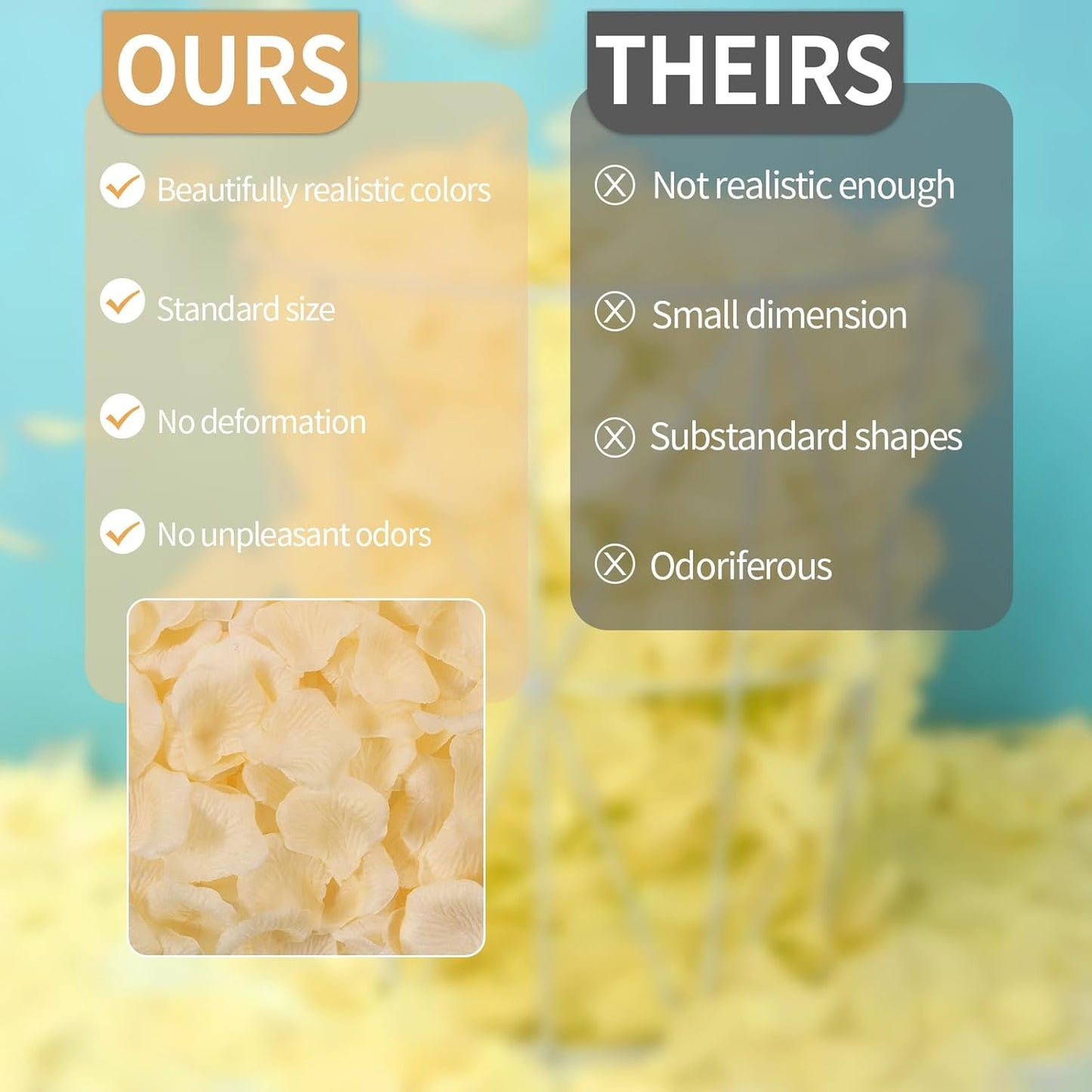 1000 Pcs Artificial Fake Rose Petals,Flower Petals for Romantic Night, Engagement, Party, Wedding, Event Flower Decorations, in Bulk(Champagne Color)