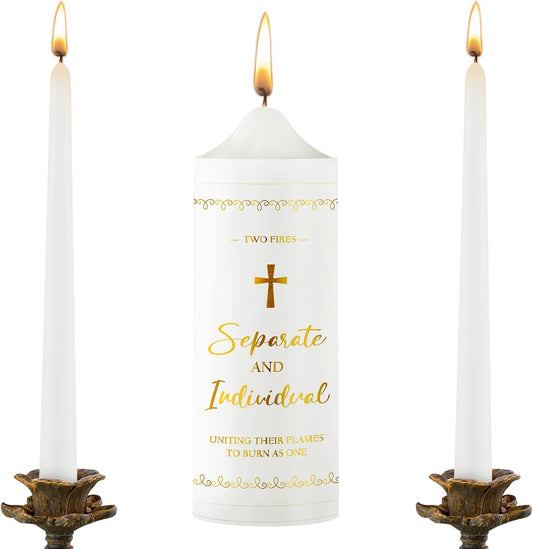 Frienda Unity Candles for Wedding Ceremony Set Wedding Unity Taper Candles Catholic Religious Ceremony Accessories(Vintage Style)