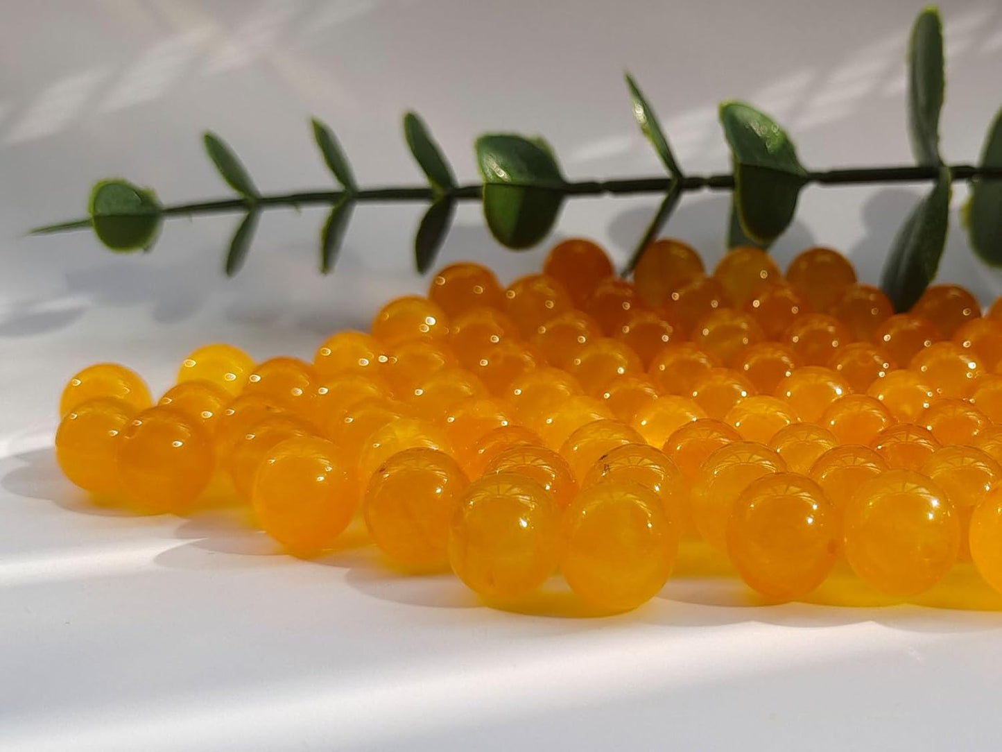 Stone Beads 8mm 100pcs Yellow Chalcedony Beads Round Loose Gemstones Beads for Bracelet Necklace Jewelry Making (8mm, 60832 Yellow Chalcedony)