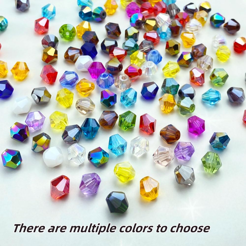 250pcs 6mm Bicone Crystal Glass Beads Loose Spacer Beads Faceted Craft Beads for Jewelry Making DIY Necklace Bracelet Earring Wind Chimes Suncatchers Ornamen(Light Green AB)