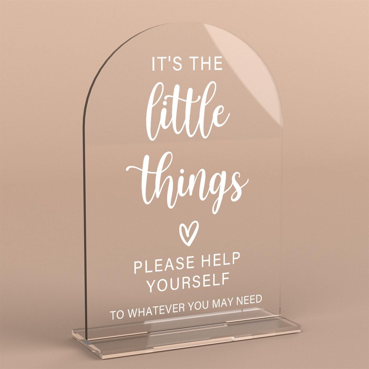 Acrylic Wedding Sign, Bridal Shower Decorations, It's the Little Things Sign for Ceremony, Modern Font Table Signs, Acrylic Table Top Signs for Wedding Reception and Event Party (Clear)