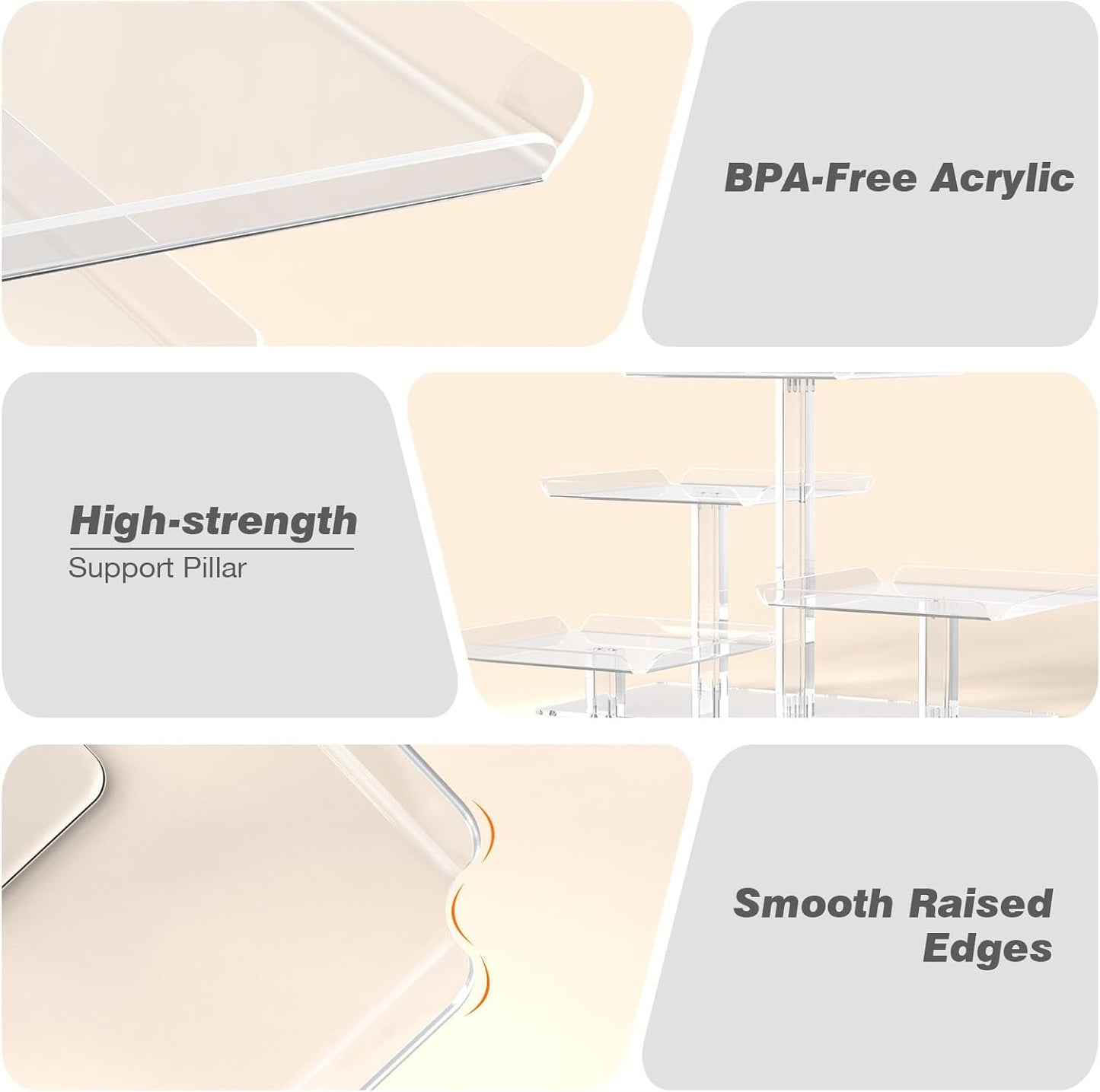 4 Tier Cupcake Stand, Acrylic Dessert Tree Tower Display Holder for Wedding Birthday Party Candy Bar Decor