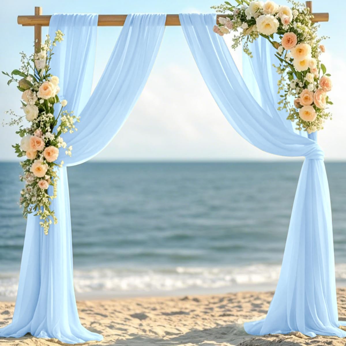 Light Blue Elegant Arch Draping Fabric Outdoor 1 Panel 29" × 20Ft Sheer Chiffon Curtain Drapes for Fall Wedding Ceremony Birthday Party Garden Brunch
