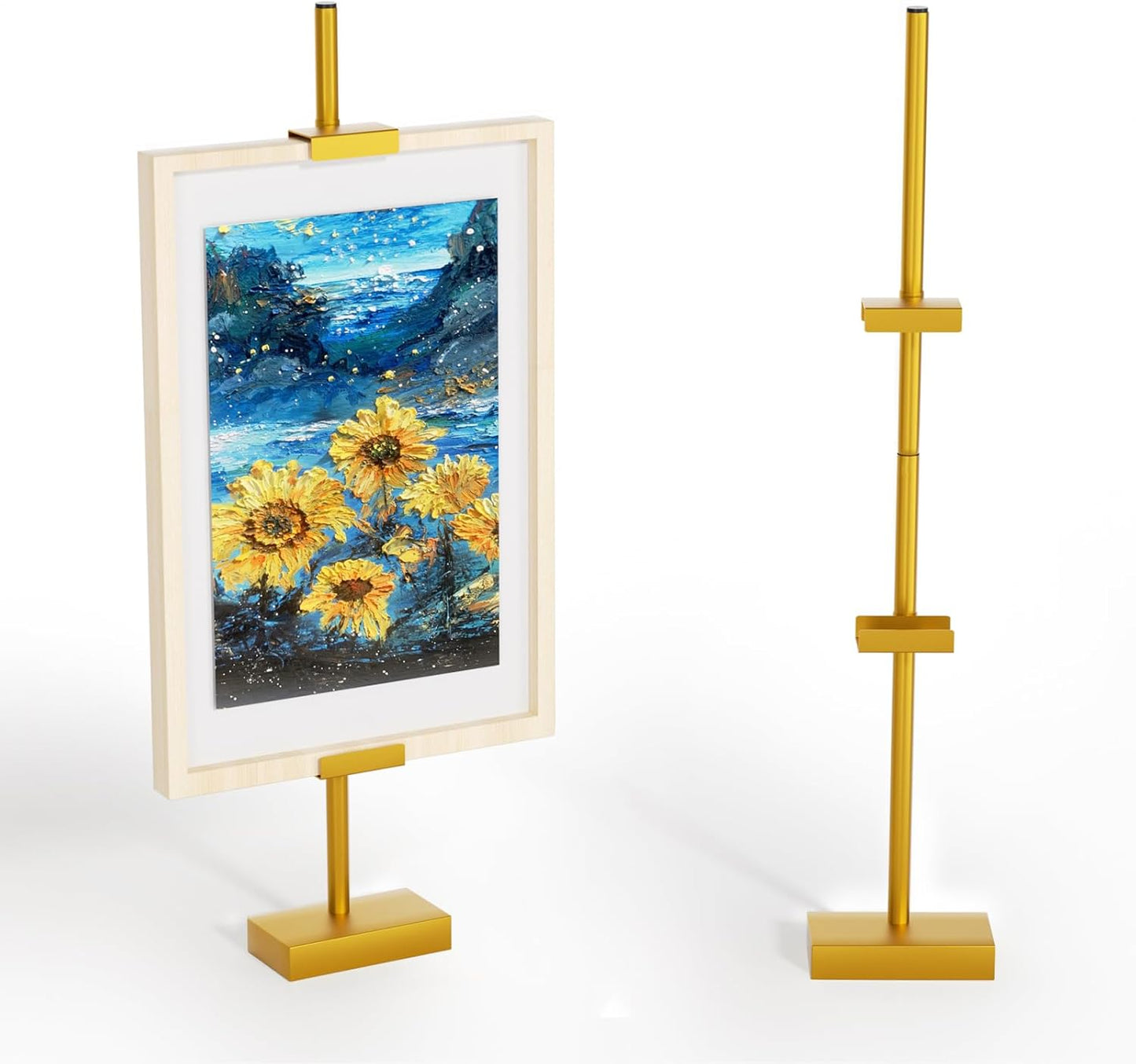 Tabletop Picture Frame Stand, Adjustable for Frames Up to 29" H, Frame Holder Stand Table Easels for Display, Metal Standing Easel Display Stand for Picture Frames, Artwork, Canvas (Gold)