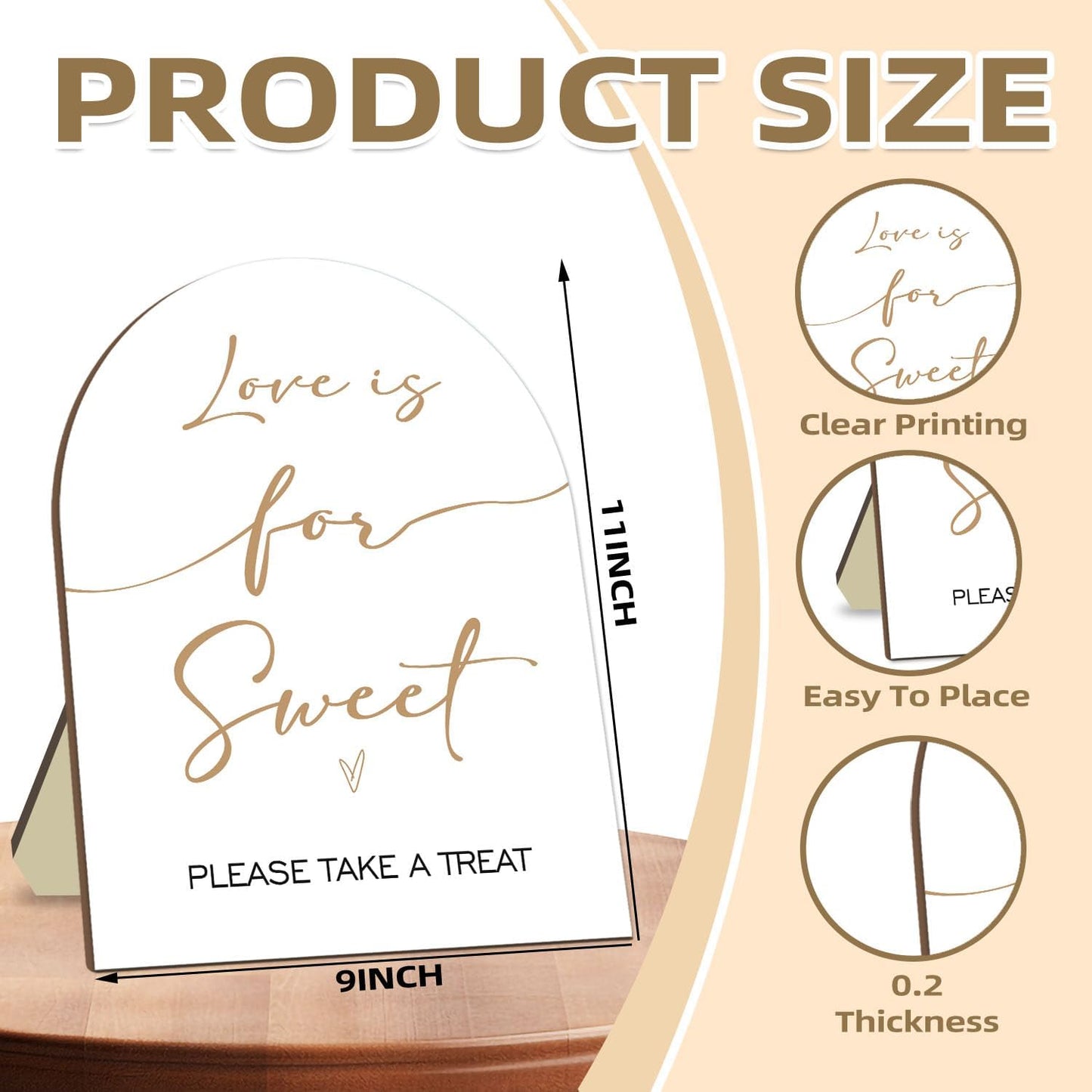 Bridal Shower Decor Supplies, Love is Sweet Please Take A Treat Sign, Love is Sweet Wooden Sign with Stand, Wedding Sign Bridal Shower Favors for Guests, Bridal Shower Party Supplies 9 * 11IN
