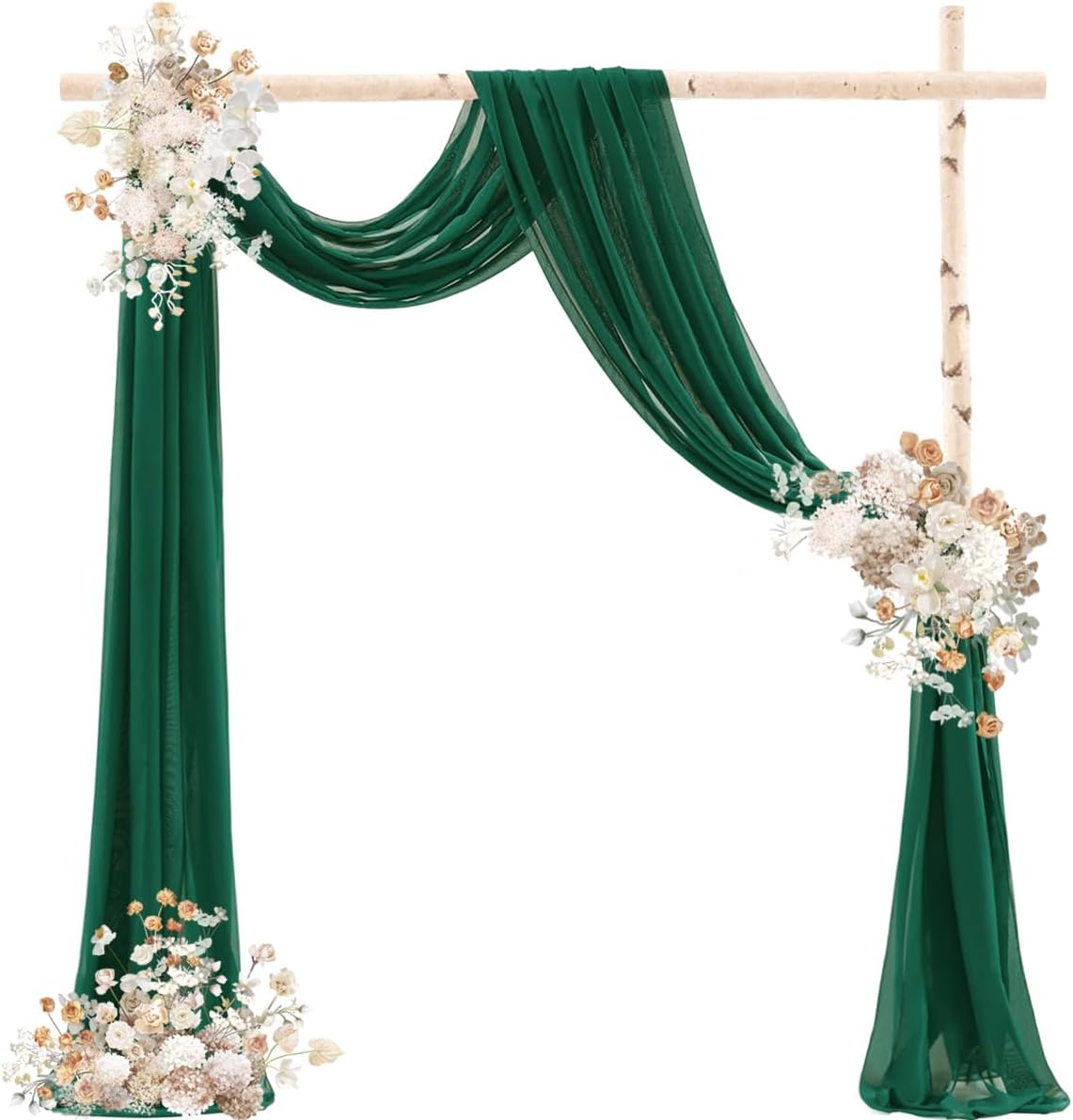 Emerald Green Wedding Arch Draping Fabric 29" x 20 FT Wedding Drapes for Backdrop Sheer Green Curtains Drapes for Romantic Bridal Baby Shower Ceremony Birthday Party Fall Outdoor Events