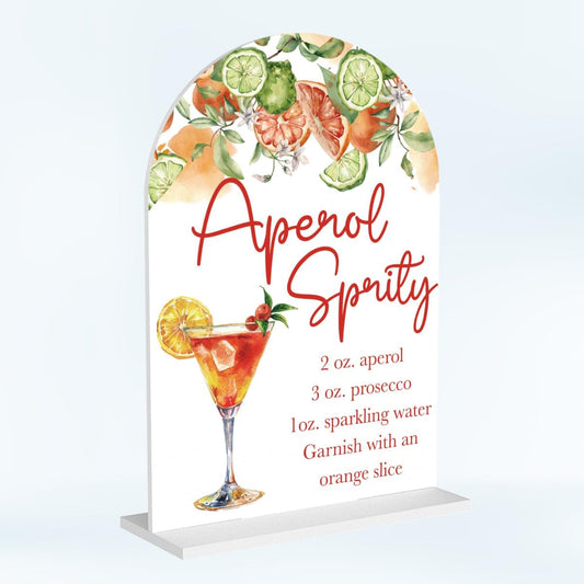 Aperol Spritz Decor Sign for Wedding Acrylic Arch Wedding Bridal Shower Baby Shower Welcome Table Signs for Ceremony and Reception Decor Aperol Spritz Party Decorations Gift 7 x 5 Inches