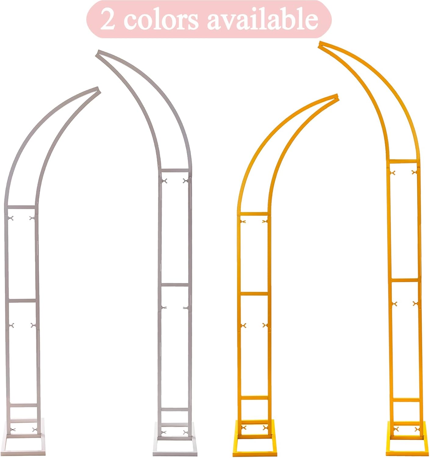 2pcs Large Wedding Arch with Base Flower Stand Arch Bracket Stand Backdrop Stand for Wedding Party Elegant Decorations & Garden Climbing Plants Vines,8.2&6.9 FT-White